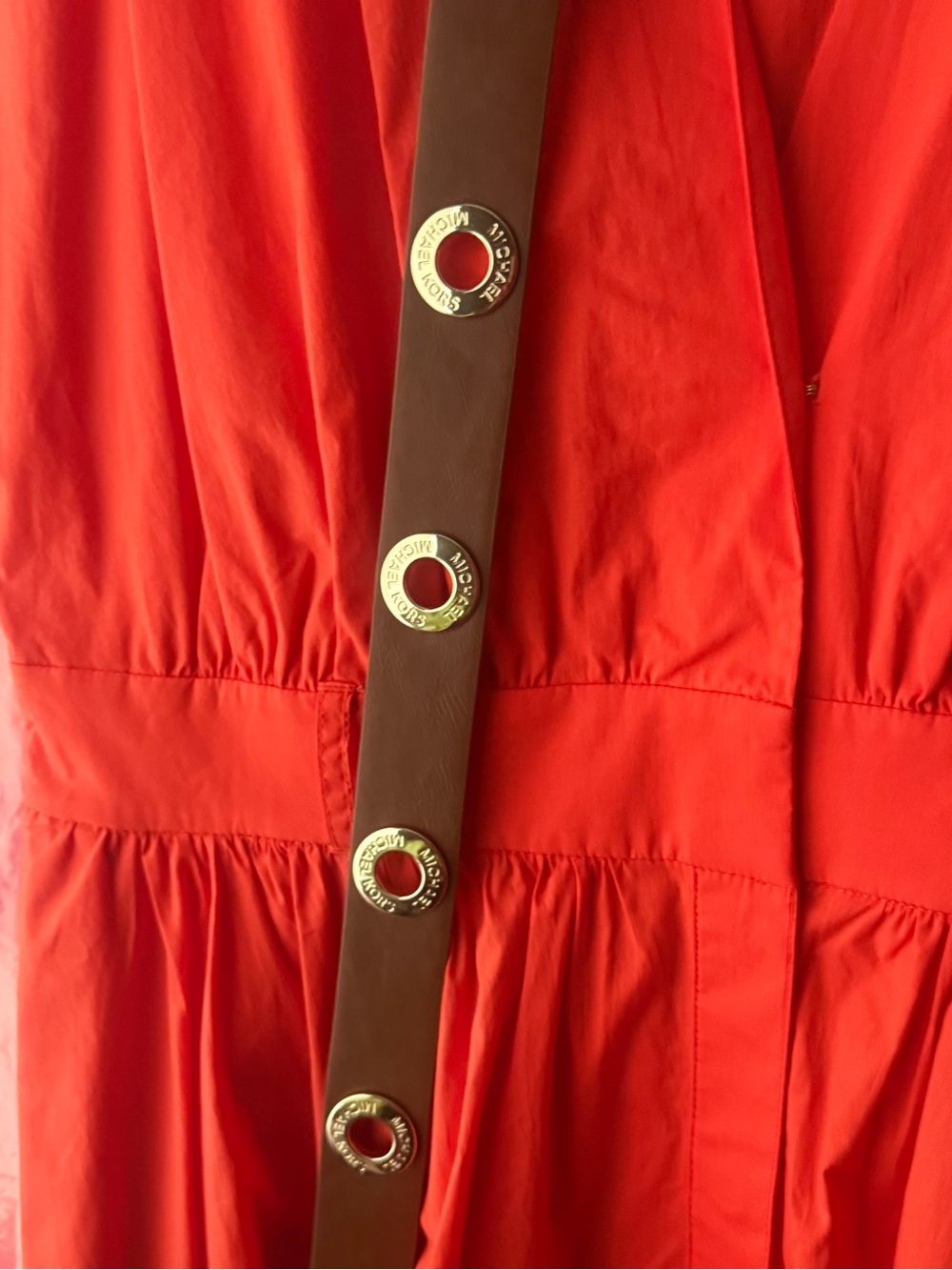 Michael Kors Optic Orange Belted Pleated Dress NWT Size Large - Picture 5 of 12